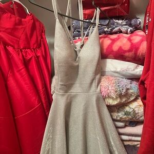 Elegant rosegold open back Sleeveless Dress